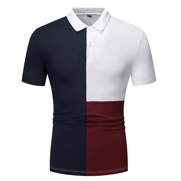 

Men Cut And Sew Polo Shirt, Multicolor