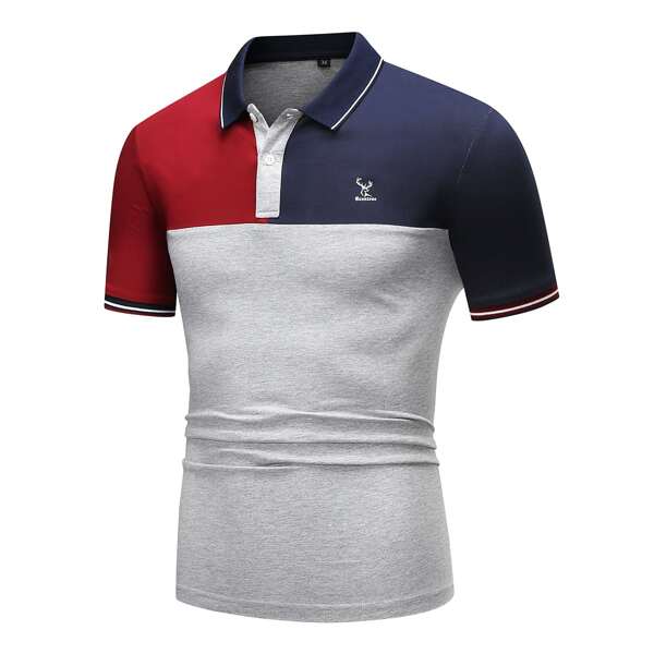 

Men Cut And Sew Polo Shirt, Grey