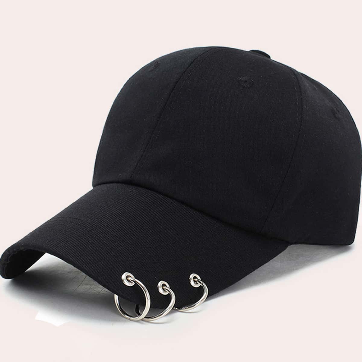 

Guys Ring Decor Solid Baseball Cap, Black