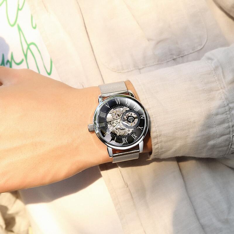 

Mesh Strap Skeleton Mechanical Watch
