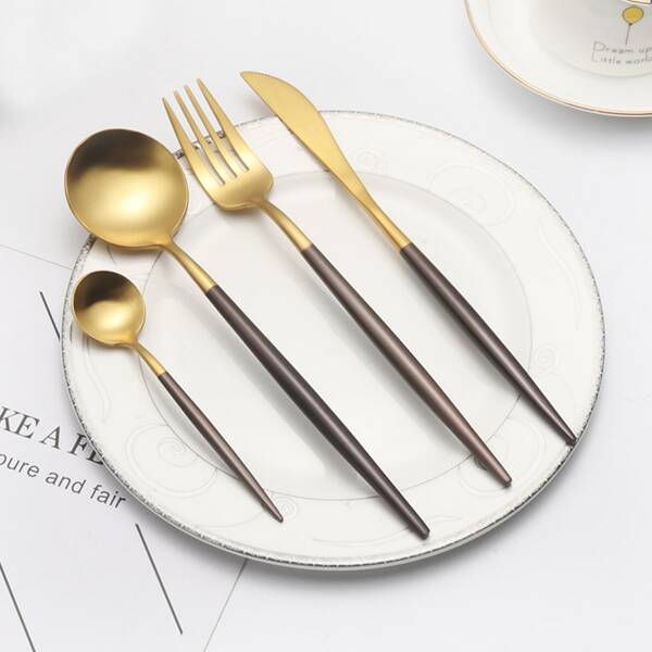 1pc Two Tone Stainless Steel Cutlery, Gold