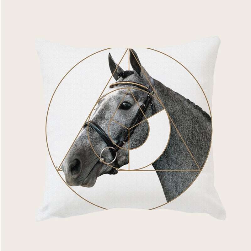 

Horse Print Cushion Cover Without Filler, Multicolor