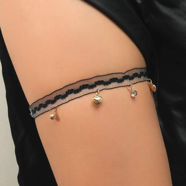 

Rhinestone Heart Decor Body Jewelry, Black