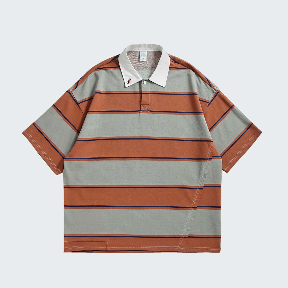 

Guys Drop Shoulder Color Block Striped Polo Shirt, Multicolor