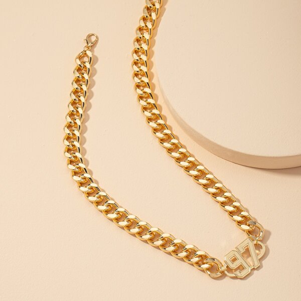 

Number Decor Chain Necklace, Gold
