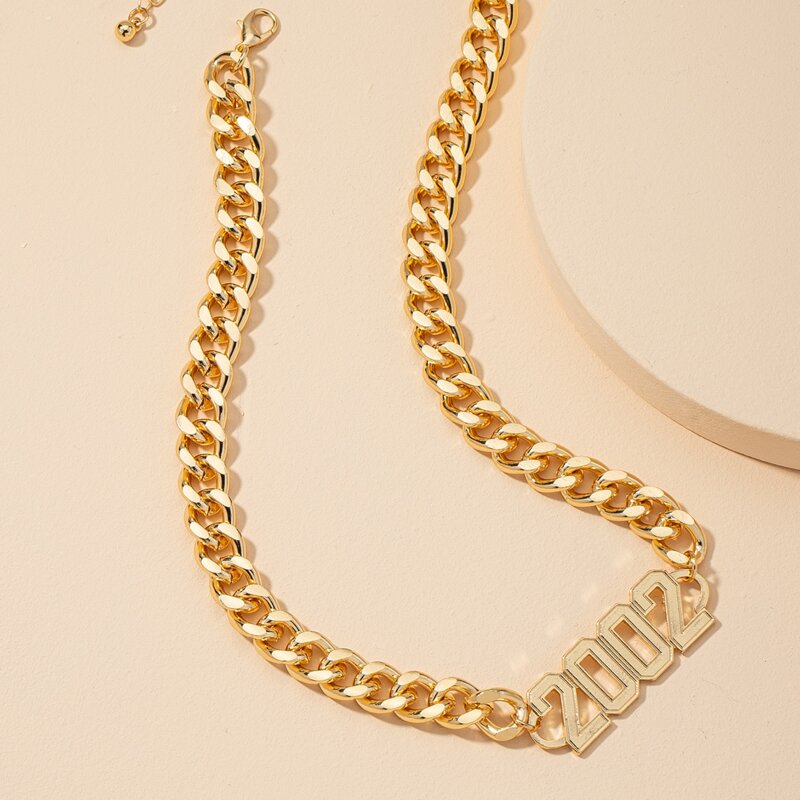 

Number Decor Chain Necklace, Gold