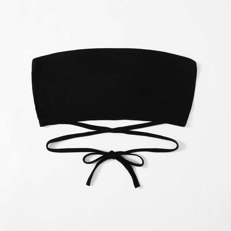 

Criss-Cross Crop Tube Top, Black