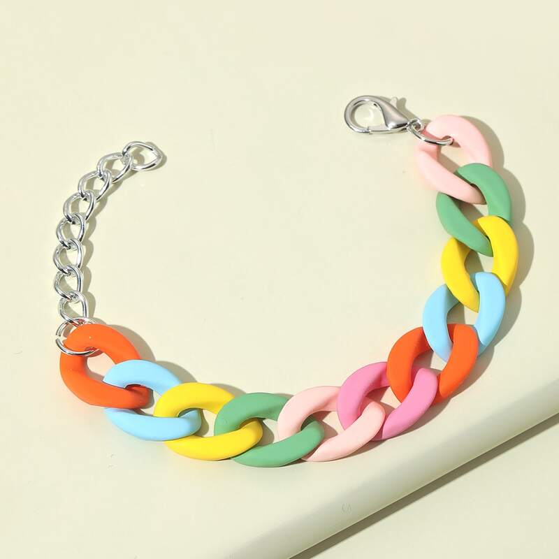 

Color Block Chain Bracelet, Multicolor