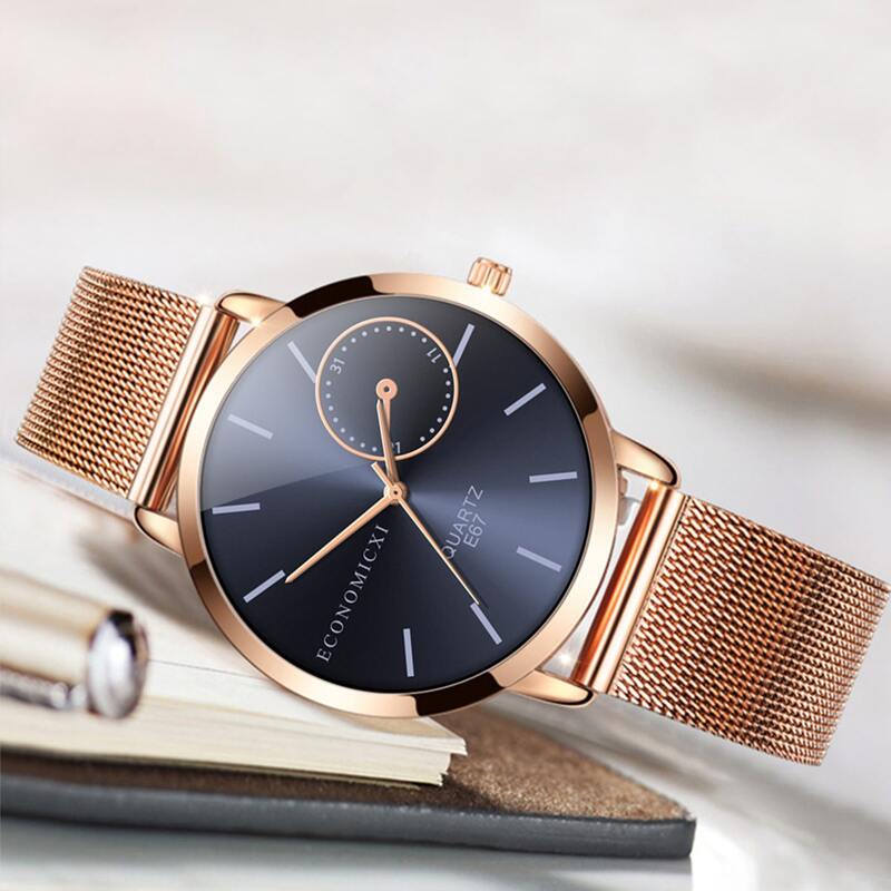 

Round Pointer Mesh Strap Quartz Watch