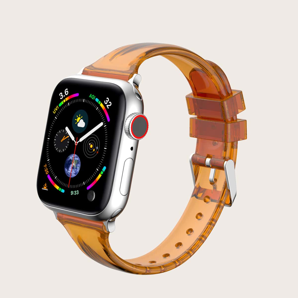

Clear Eyelet Apple Watchband, Orange