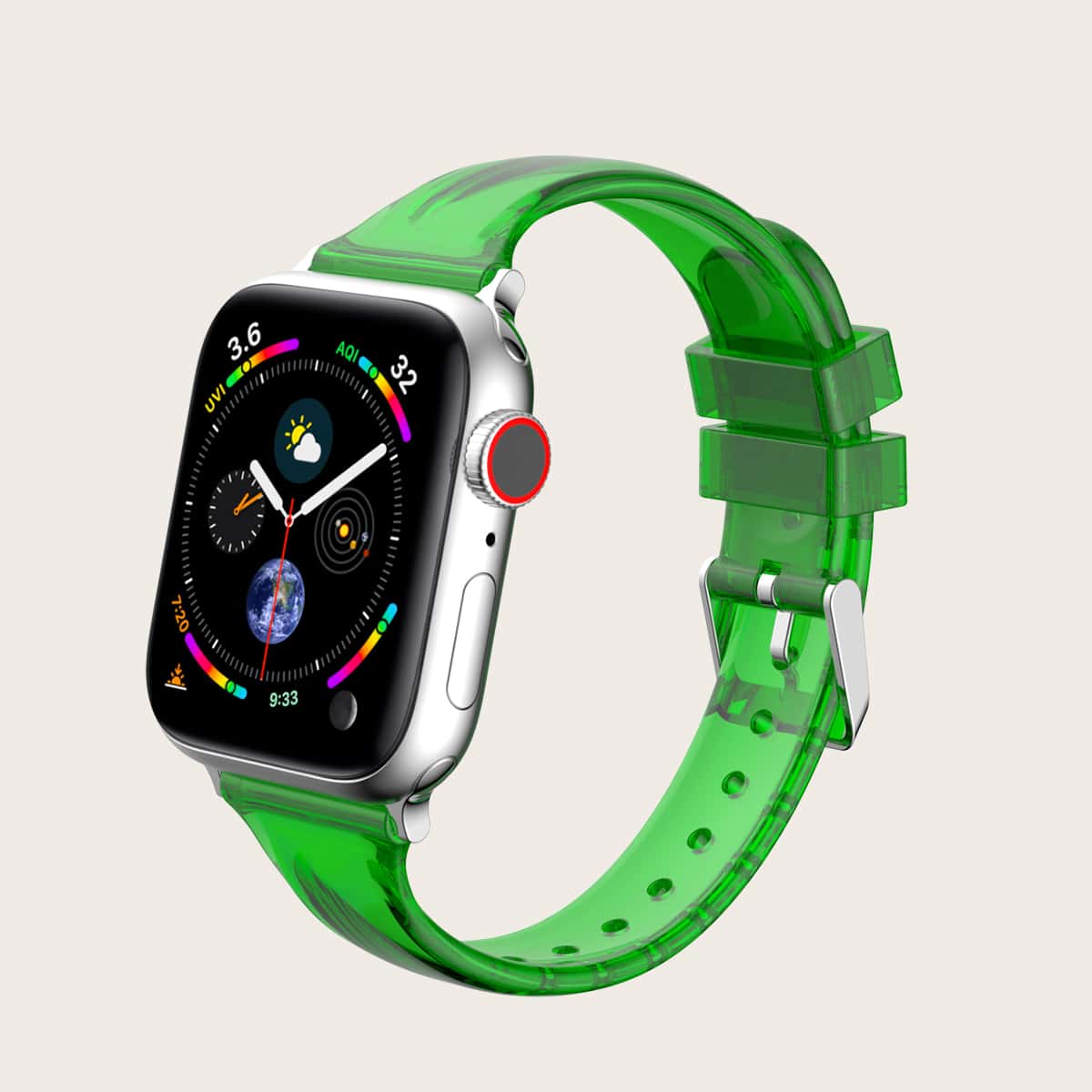 

Clear Eyelet Apple Watchband, Green