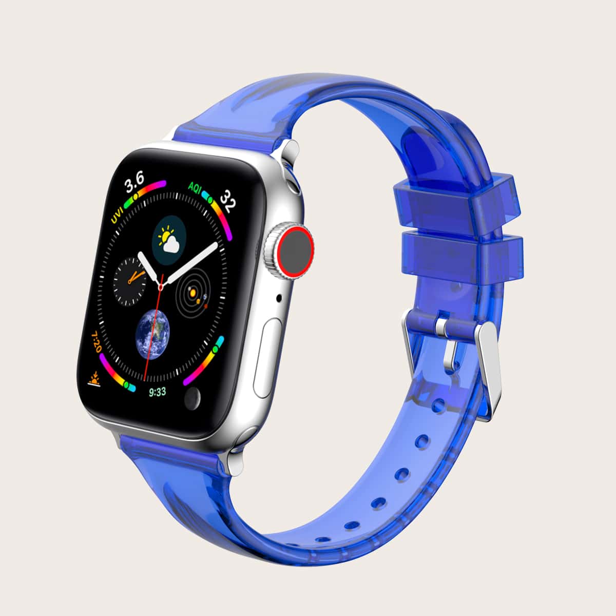 

Clear Eyelet Apple Watchband, Blue