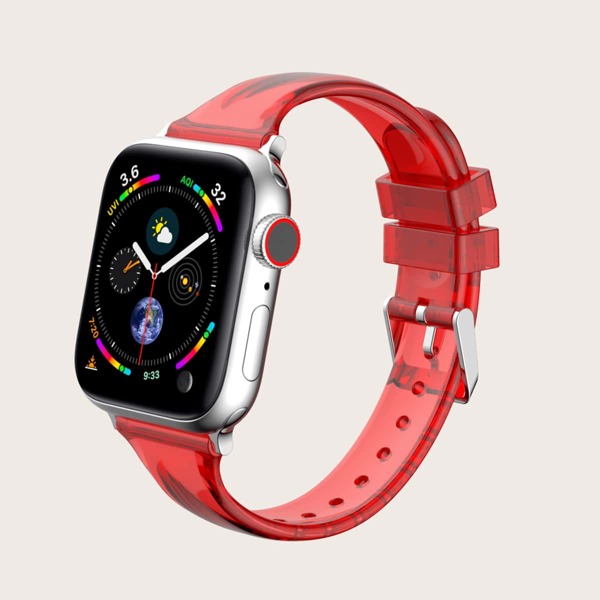 

Clear Eyelet Apple Watchband, Red