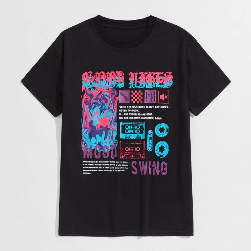 

Guys Music Tape Graphic Tee, Black