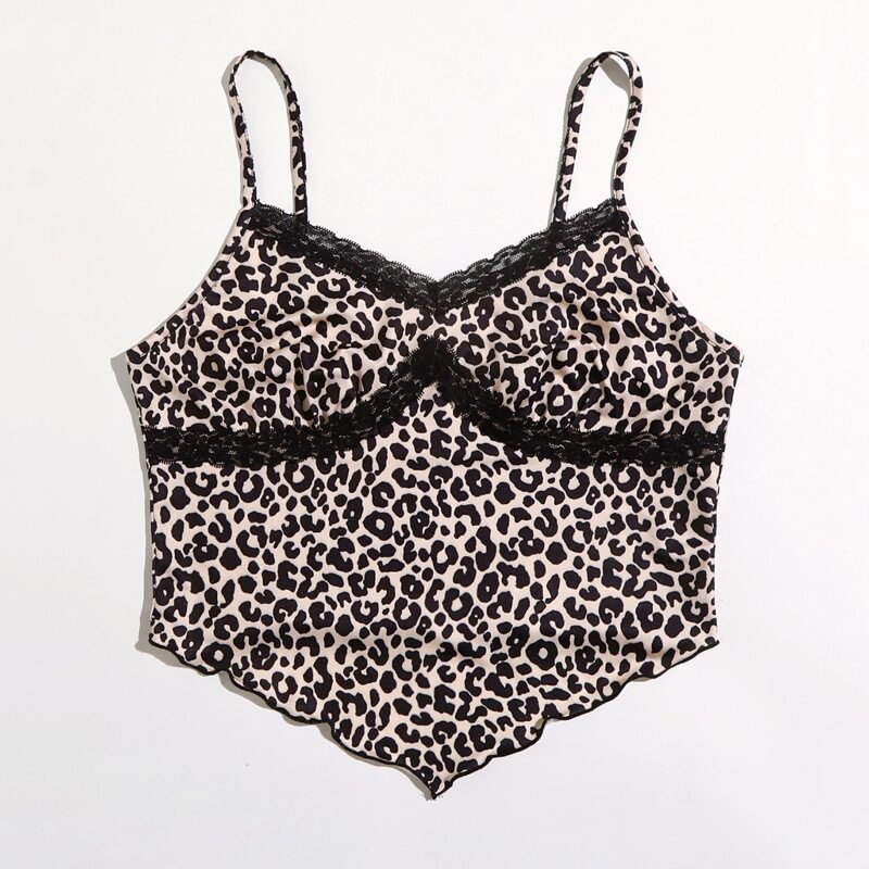 

Contrast Lace Leopard Bandana Cami, Multicolor