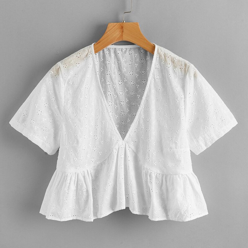 

Schiffy Peplum Blouse, White