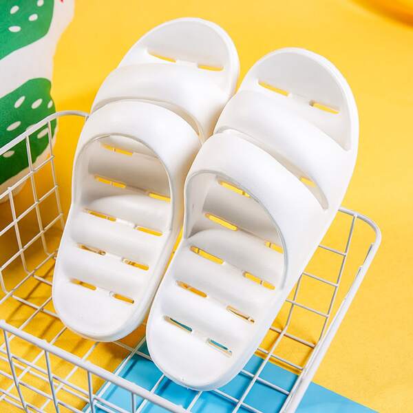 

Men Cut-out Shower Slippers, White
