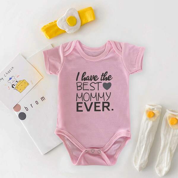 

Baby Unisex Slogan Graphic Bodysuit, Baby pink