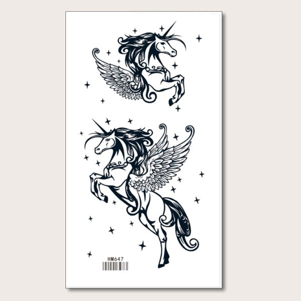 

1sheet Cartoon Unicorn Tattoo Sticker, Black