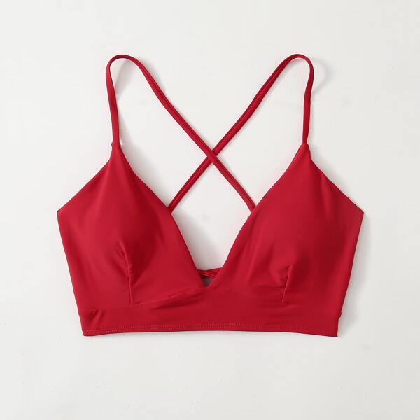 

Lace-up Back Bikini Top, Red