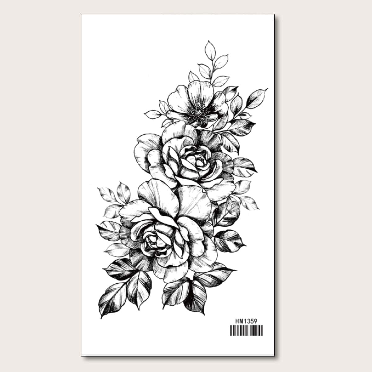 

1sheet Flower Pattern Tattoo Sticker, Black