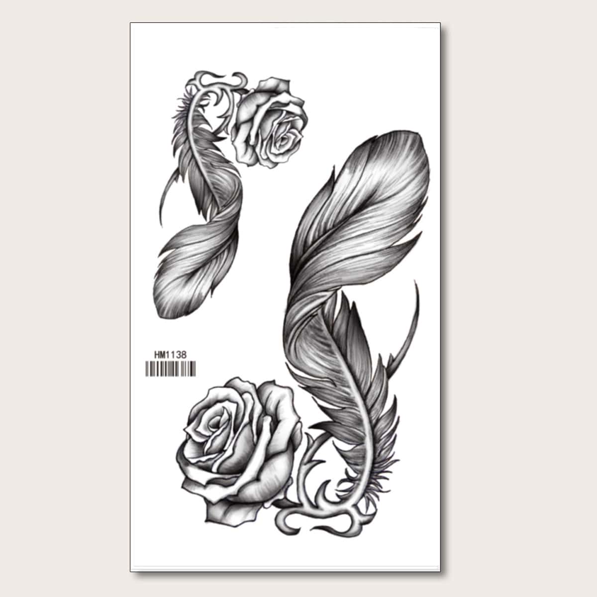 

1sheet Flower Pattern Tattoo Sticker, Black