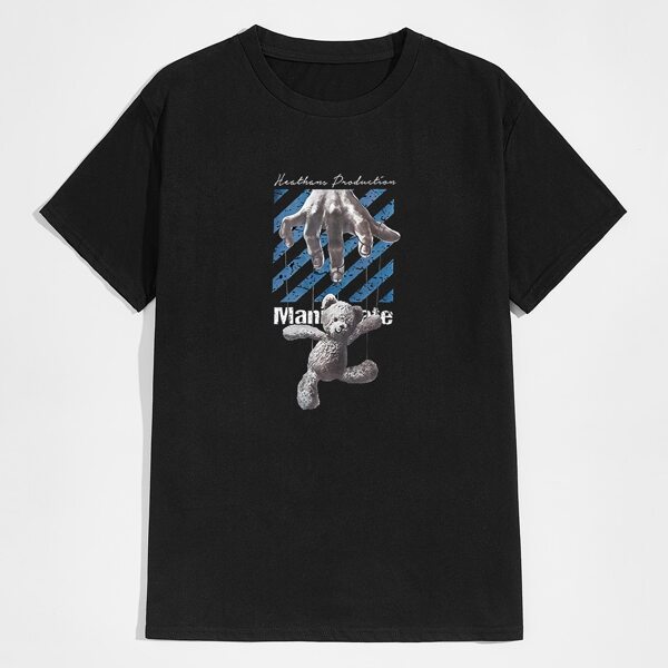 

Men Bear And Hand Graphic Tee, Black