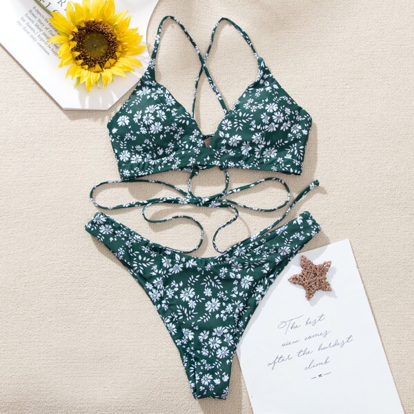 

Ditsy Floral Cheeky Bikini Swimsuit, Multicolor
