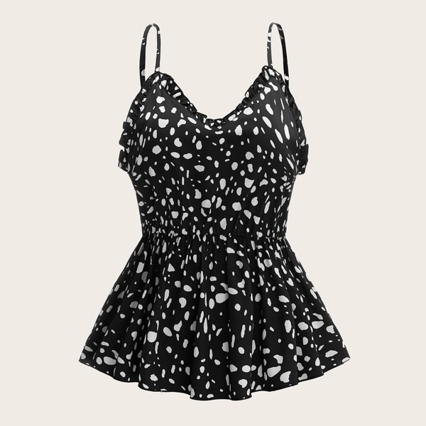 

Plus Dalmatian Print Cami Top, Black