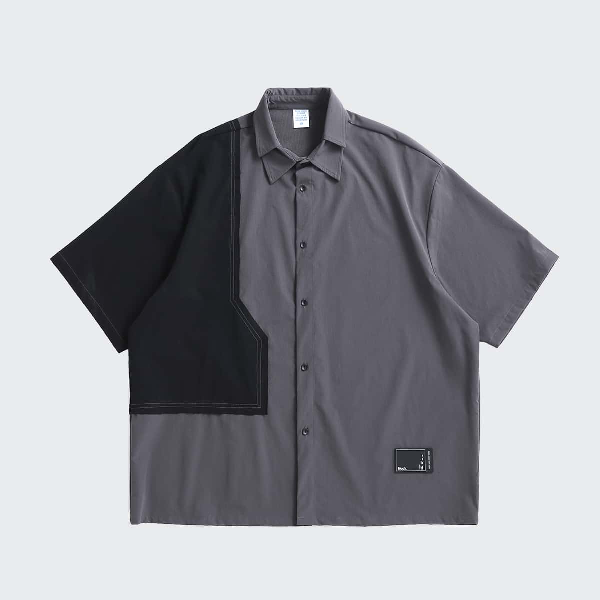

Guys Button Front Colorblock Shirt, Dark grey