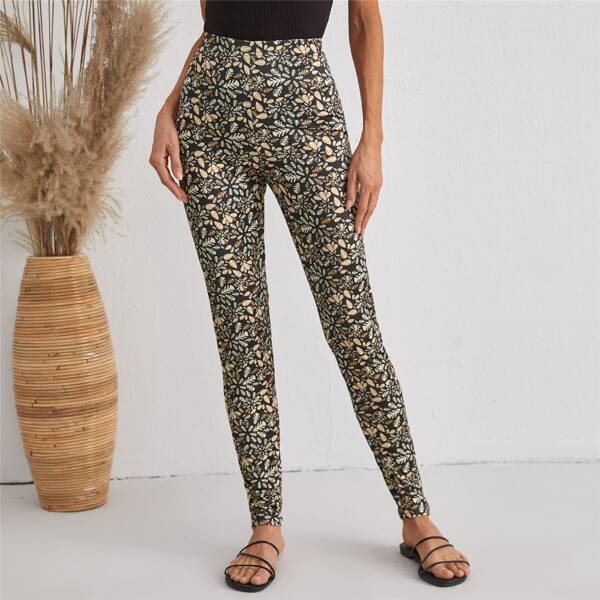 

Allover Plants Print Leggings, Multicolor