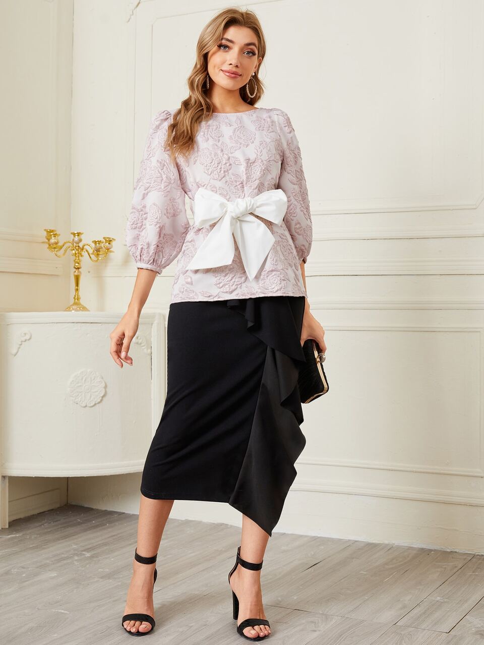 Floral Appliques Tie Knot Top