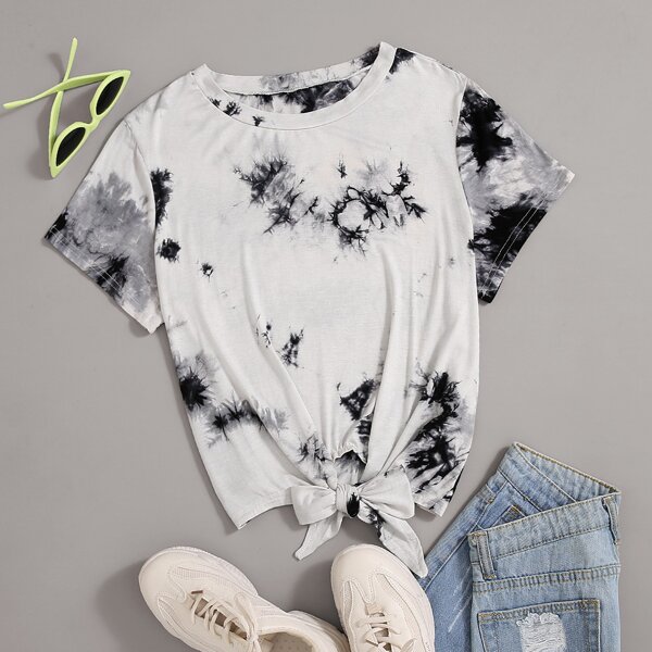 

Plus Color Block Round Neck Tee, Multicolor