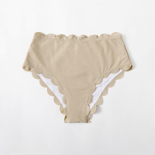 

Scallop Trim High Waisted Bikini Panty, Apricot