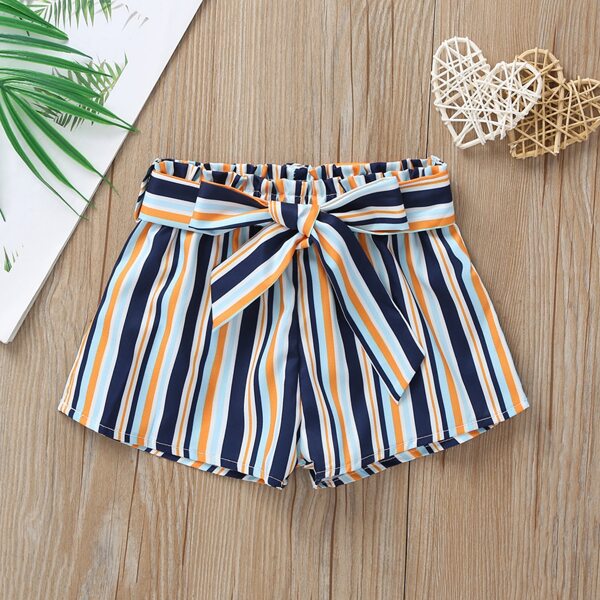 

Toddler Girls Striped Tie Front Shorts, Multicolor