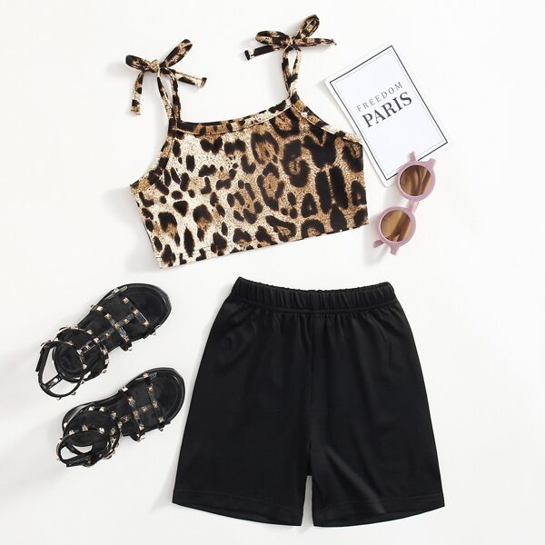

Toddler Girls Leopard Tie Strap Top & Shorts, Multicolor