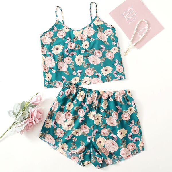 

Plus All Over Floral Print Cami PJ Set, Multicolor