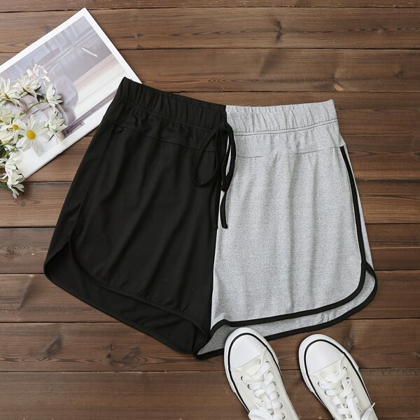 

Plus Colorblock Contrast Binding Track Shorts, Multicolor