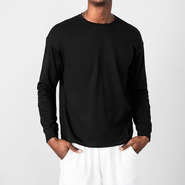 

Men Drop Shoulder Round Neck Tee, Black