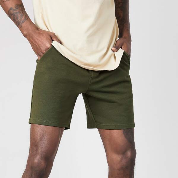 

Men Drawstring Waist Track Shorts, Army green