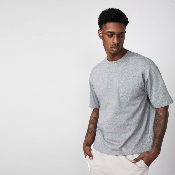 

Men Drop Shoulder Tee, Light grey