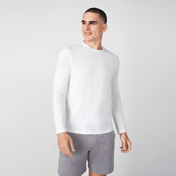 

Men Round Neck Solid Tee, White