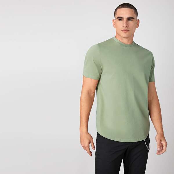 

Men Solid Form Fitting Tee, Pastel mint green