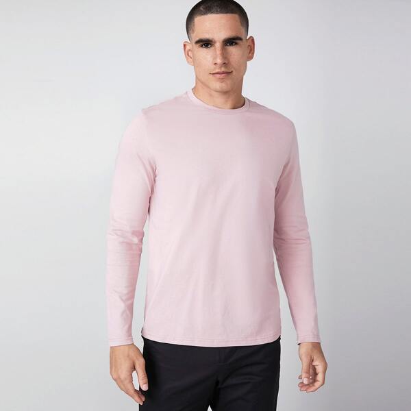 

Men Solid Form Fitting Tee, Baby pink
