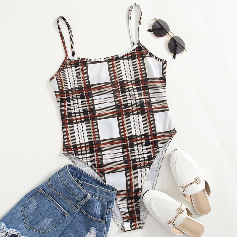 

Plaid Cami Bodysuit, Multicolor