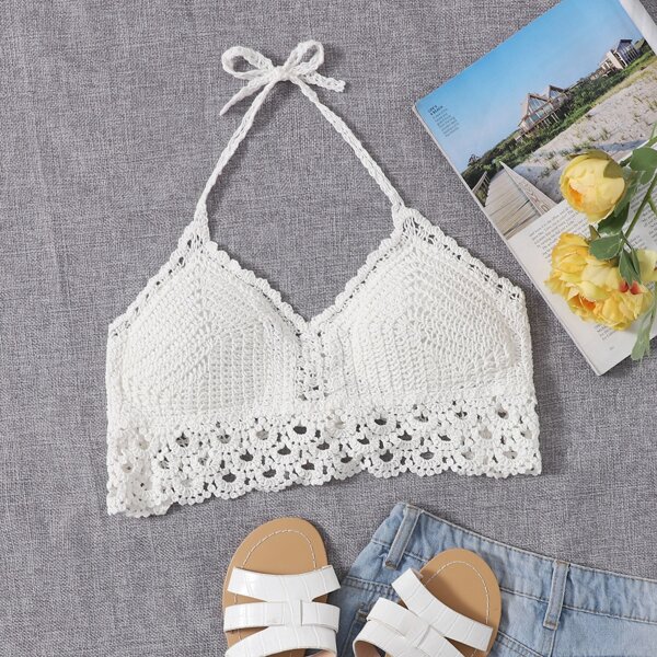 

Tie Back Halter Cover Up, White
