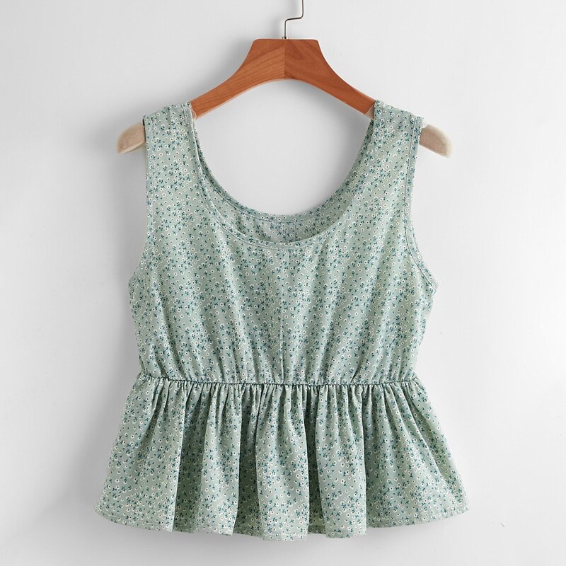 

Ditsy Floral Peplum Tank Top, Multicolor