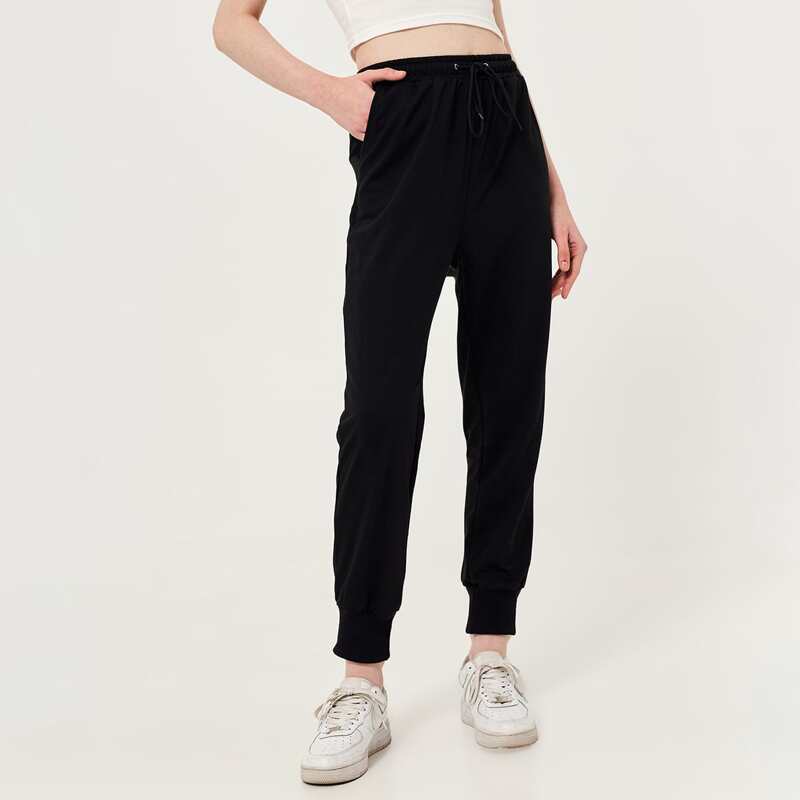 

Solid Drawstring Sweatpants, Black