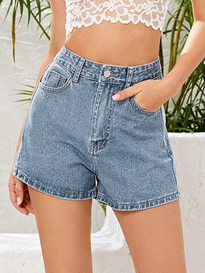 Short en jean unicolore