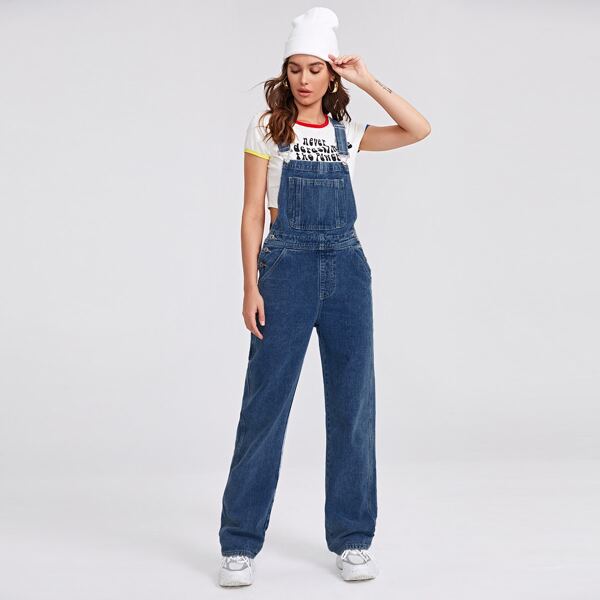 

Pocket Front Wash Baggy Denim Overall, Dark wash
